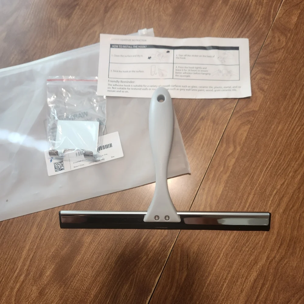 NWT Gray and Black Shower Squeegee And Mount